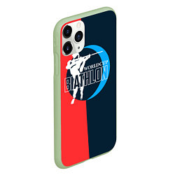 Чехол iPhone 11 Pro матовый Biathlon worldcup, цвет: 3D-салатовый — фото 2