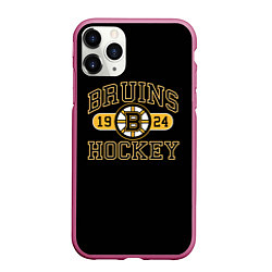 Чехол iPhone 11 Pro матовый Boston Bruins: Est.1924, цвет: 3D-малиновый