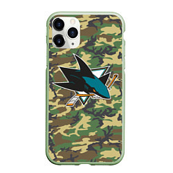 Чехол iPhone 11 Pro матовый Sharks Camouflage, цвет: 3D-салатовый