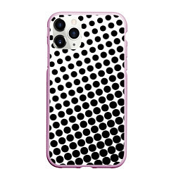 Чехол iPhone 11 Pro матовый Белый в горошек, цвет: 3D-розовый