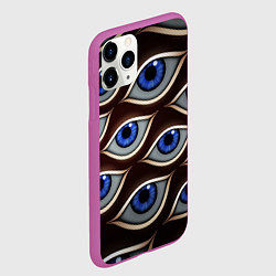 Чехол iPhone 11 Pro матовый Глазоед много зрачков, цвет: 3D-фиолетовый — фото 2