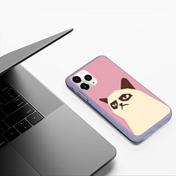 Чехол iPhone 11 Pro матовый Grumpy cat pink, цвет: 3D-светло-сиреневый — фото 2