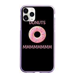 Чехол iPhone 11 Pro матовый Donuts, цвет: 3D-светло-сиреневый