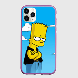 Чехол iPhone 11 Pro матовый Задумчивый Барт, цвет: 3D-фиолетовый