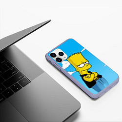 Чехол iPhone 11 Pro матовый Задумчивый Барт, цвет: 3D-светло-сиреневый — фото 2