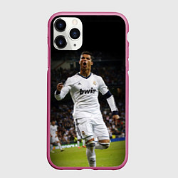 Чехол iPhone 11 Pro матовый Роналдо, цвет: 3D-малиновый