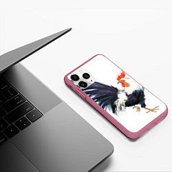 Чехол iPhone 11 Pro матовый Петух Символ 2017 года 8, цвет: 3D-малиновый — фото 2