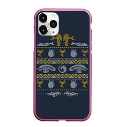 Чехол iPhone 11 Pro матовый Новогодний свитер Чужой, цвет: 3D-малиновый