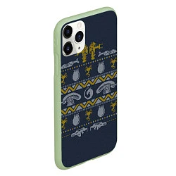 Чехол iPhone 11 Pro матовый Новогодний свитер Чужой, цвет: 3D-салатовый — фото 2
