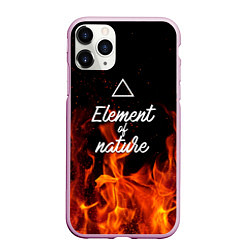 Чехол iPhone 11 Pro матовый Стихия огня, цвет: 3D-розовый