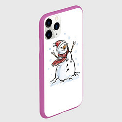 Чехол iPhone 11 Pro матовый Снеговик, цвет: 3D-фиолетовый — фото 2