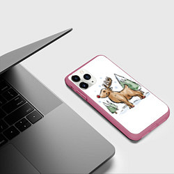 Чехол iPhone 11 Pro матовый Оленёнок Рудольф, цвет: 3D-малиновый — фото 2