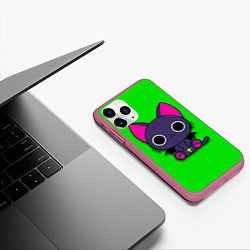Чехол iPhone 11 Pro матовый Аниме киса, цвет: 3D-малиновый — фото 2
