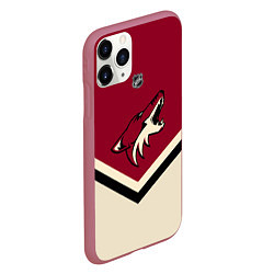 Чехол iPhone 11 Pro матовый NHL: Arizona Coyotes, цвет: 3D-малиновый — фото 2