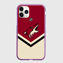 Чехол iPhone 11 Pro матовый NHL: Arizona Coyotes, цвет: 3D-фиолетовый