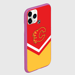 Чехол iPhone 11 Pro матовый NHL: Calgary Flames, цвет: 3D-фиолетовый — фото 2