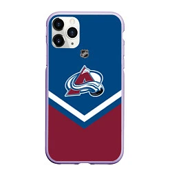 Чехол iPhone 11 Pro матовый NHL: Colorado Avalanche, цвет: 3D-светло-сиреневый