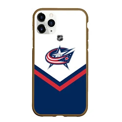 Чехол iPhone 11 Pro матовый NHL: Columbus Blue Jackets, цвет: 3D-коричневый