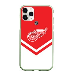 Чехол iPhone 11 Pro матовый NHL: Detroit Red Wings, цвет: 3D-салатовый