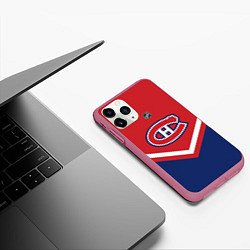 Чехол iPhone 11 Pro матовый NHL: Montreal Canadiens, цвет: 3D-малиновый — фото 2