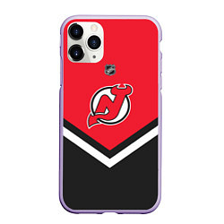 Чехол iPhone 11 Pro матовый NHL: New Jersey Devils, цвет: 3D-светло-сиреневый