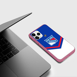 Чехол iPhone 11 Pro матовый NHL: New York Rangers, цвет: 3D-малиновый — фото 2
