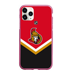 Чехол iPhone 11 Pro матовый NHL: Ottawa Senators, цвет: 3D-малиновый