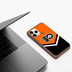 Чехол iPhone 11 Pro матовый NHL: Philadelphia Flyers, цвет: 3D-коричневый — фото 2