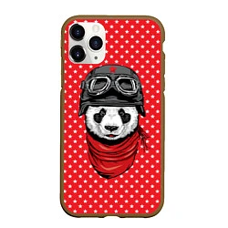 Чехол iPhone 11 Pro матовый Панда пилот, цвет: 3D-коричневый