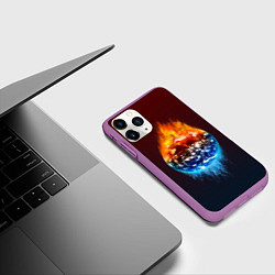 Чехол iPhone 11 Pro матовый Огонь против воды, цвет: 3D-фиолетовый — фото 2