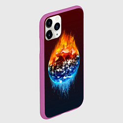 Чехол iPhone 11 Pro матовый Огонь против воды, цвет: 3D-фиолетовый — фото 2