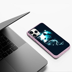 Чехол iPhone 11 Pro матовый Галактический волк, цвет: 3D-розовый — фото 2