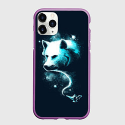 Чехол iPhone 11 Pro матовый Галактический волк, цвет: 3D-фиолетовый