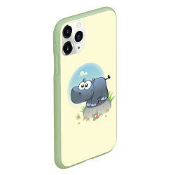 Чехол iPhone 11 Pro матовый Маленький бегемотик, цвет: 3D-салатовый — фото 2