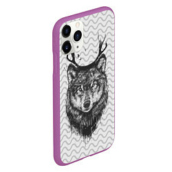 Чехол iPhone 11 Pro матовый Рогатый волк, цвет: 3D-фиолетовый — фото 2