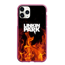 Чехол iPhone 11 Pro матовый Linkin Park: Hell Flame, цвет: 3D-малиновый