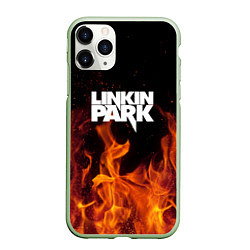 Чехол iPhone 11 Pro матовый Linkin Park: Hell Flame, цвет: 3D-салатовый