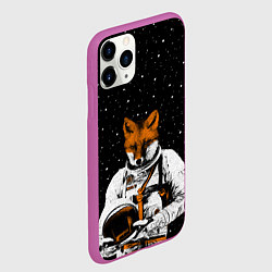 Чехол iPhone 11 Pro матовый Лис космонавт, цвет: 3D-фиолетовый — фото 2