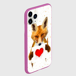 Чехол iPhone 11 Pro матовый Влюбленная лиса, цвет: 3D-фиолетовый — фото 2