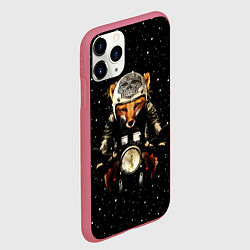 Чехол iPhone 11 Pro матовый Лис байкер, цвет: 3D-малиновый — фото 2