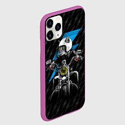 Чехол iPhone 11 Pro матовый Кот байкер, цвет: 3D-фиолетовый — фото 2
