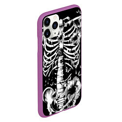 Чехол iPhone 11 Pro матовый Floral Skeleton, цвет: 3D-фиолетовый — фото 2