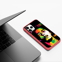 Чехол iPhone 11 Pro матовый Боб Марли: фан-арт, цвет: 3D-красный — фото 2