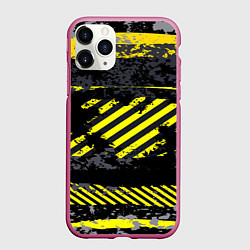 Чехол iPhone 11 Pro матовый Grunge Line, цвет: 3D-малиновый
