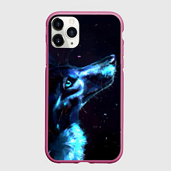 Чехол iPhone 11 Pro матовый Лунный волк, цвет: 3D-малиновый