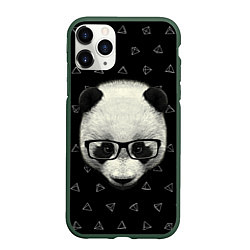 Чехол iPhone 11 Pro матовый Умная панда, цвет: 3D-темно-зеленый