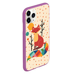 Чехол iPhone 11 Pro матовый Осенняя лисичка, цвет: 3D-фиолетовый — фото 2