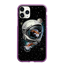 Чехол iPhone 11 Pro матовый Подводный космос, цвет: 3D-фиолетовый