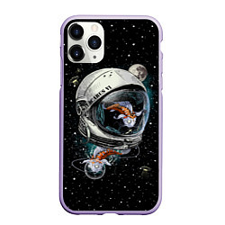 Чехол iPhone 11 Pro матовый Подводный космос, цвет: 3D-светло-сиреневый