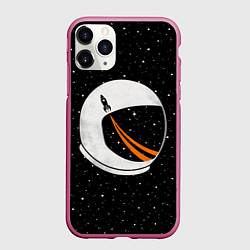 Чехол iPhone 11 Pro матовый Шлем астронавта, цвет: 3D-малиновый
